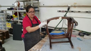 Furniture Medic Team restoring wooden chair in Carol Stream IL