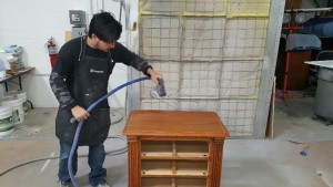 Furniture Medic team repairing wood furniture in Carol Stream IL