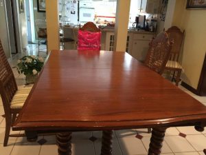 wooden table and chairs refinishing - before in Carol Stream, IL